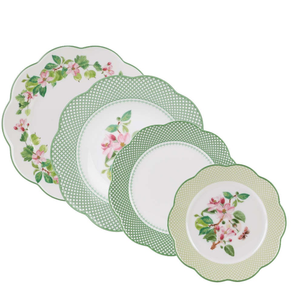 Aparelho de Jantar 24 Pecas Flor de Maca Horticool Green Tea Delight