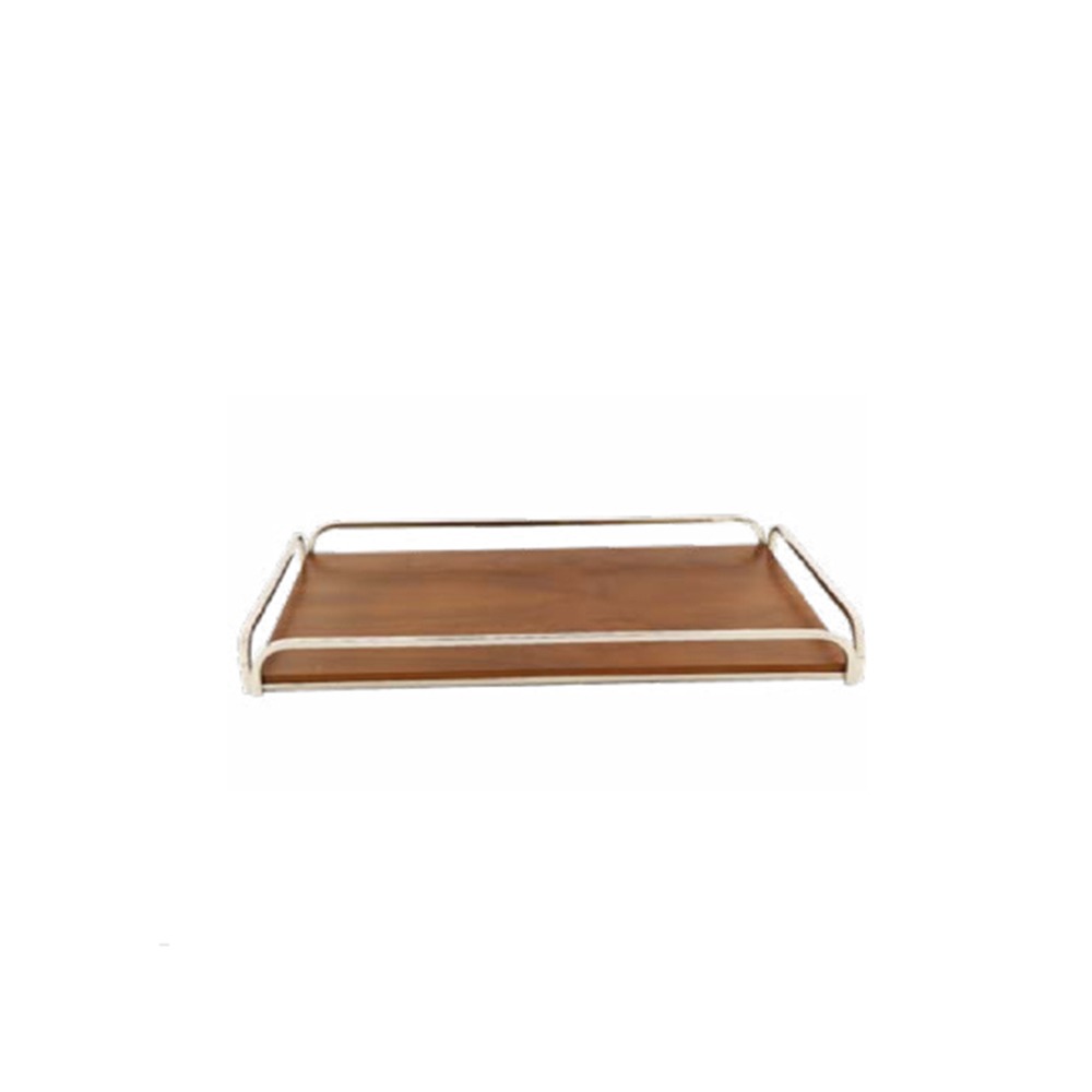 Bandeja Com Alca Orfevrerie Royale Imbuia e Aco Inox 60 Cm