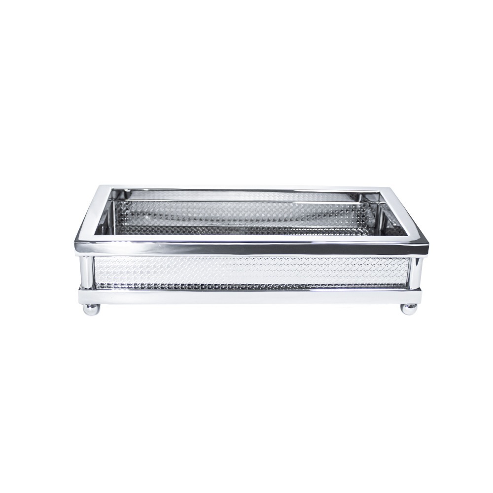 Bandeja de Lavabo Orfèvrerie Royale Beiras Texturizado Aço Inox 30 X 15 Cm