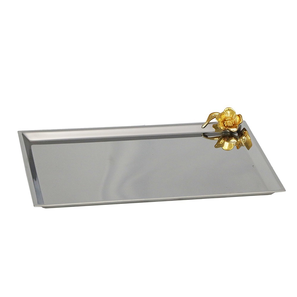 Bandeja Lavabo Orfèvrerie Royale Flor Aço Inox 25 X 15 Cm