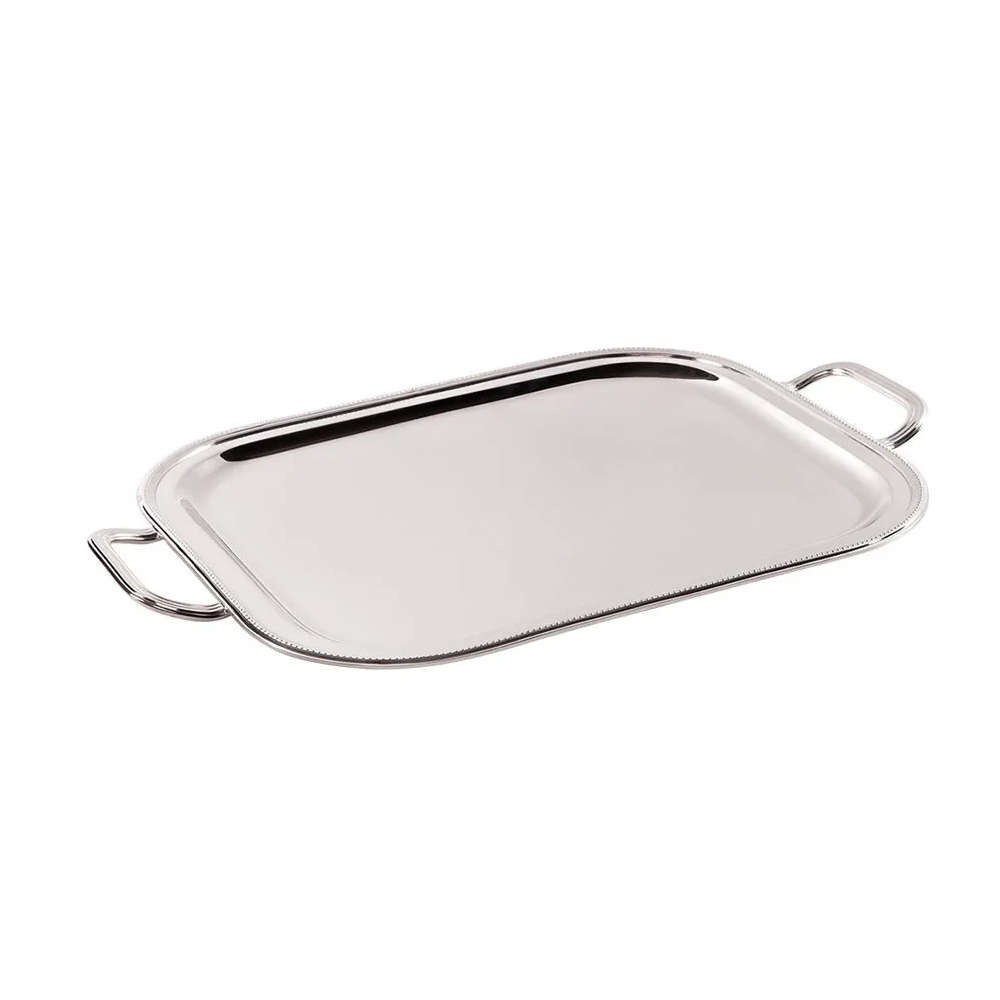 Bandeja Retangular Com Alca Silverlux Perola