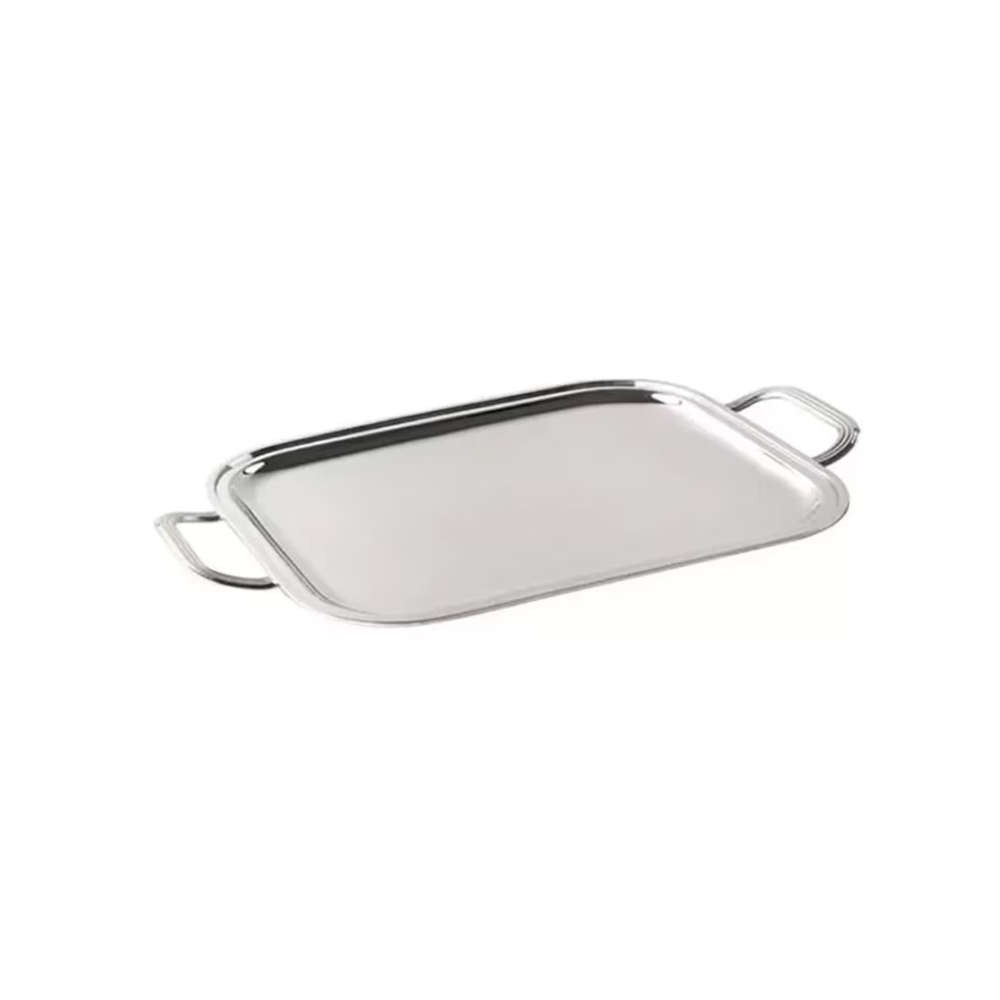 Bandeja Retangular Com Alcas Silverlux Lisa