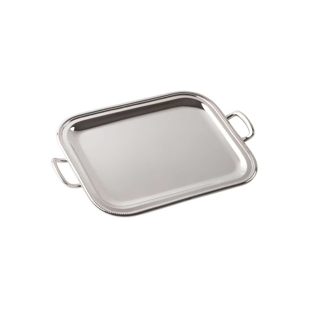 Bandeja Retangular Com Alcas Silverlux Perola