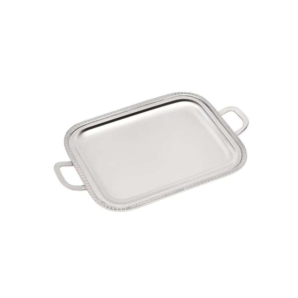Bandeja Retangular Com Alcas Silverlux Versailles