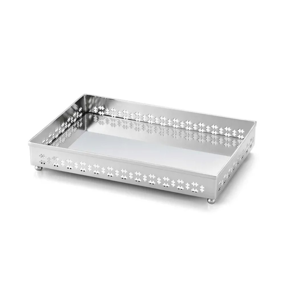 Bandeja Retangular C/ Fundo Espelhado St. James Mirror Cross 30 Cm Bandeja Retangular C/ Fundo Espelhado St. James Mirror Cross 30 Cm