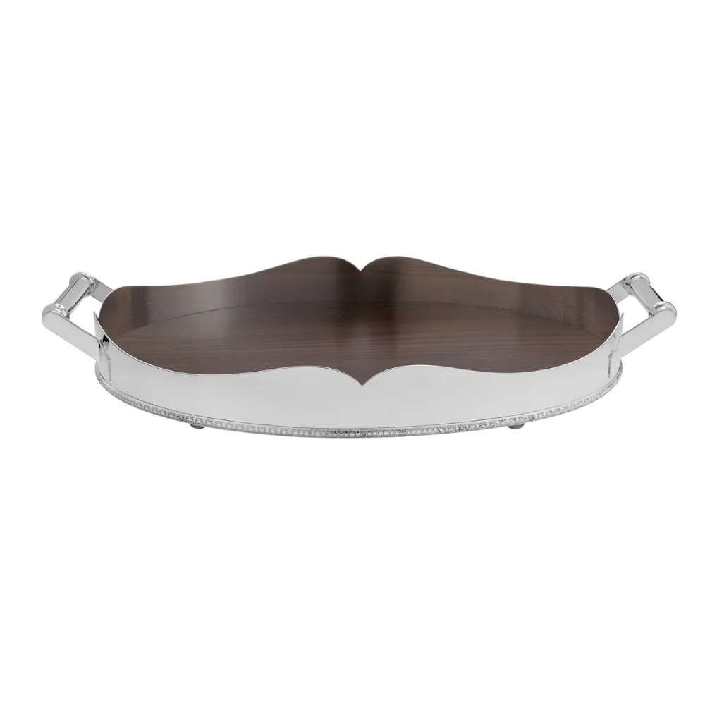 Bandeja St James Coracao Com Cordao Palha e Fundo de Madeira