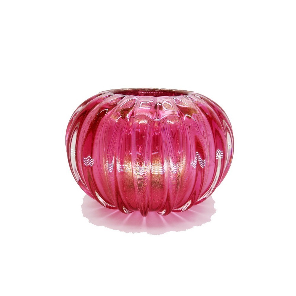 Centro de Mesa Cristais Di Murano Rosa Pink Com Ouro Centro de Mesa Cristais Di Murano Rosa Pink Com Ouro