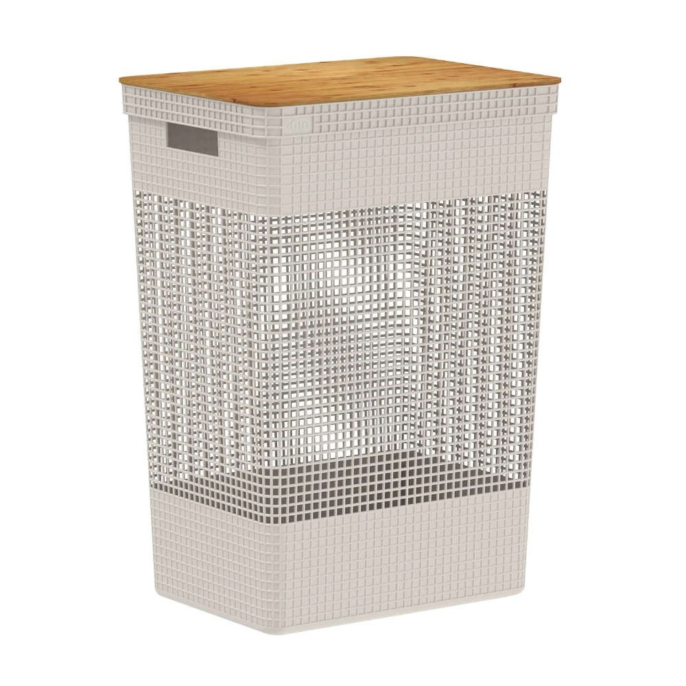 Cesto de Roupas Com Tampa Ou Grid Bege 49 Litros Cesto de Roupas Com Tampa Ou Grid Bege 49 Litros