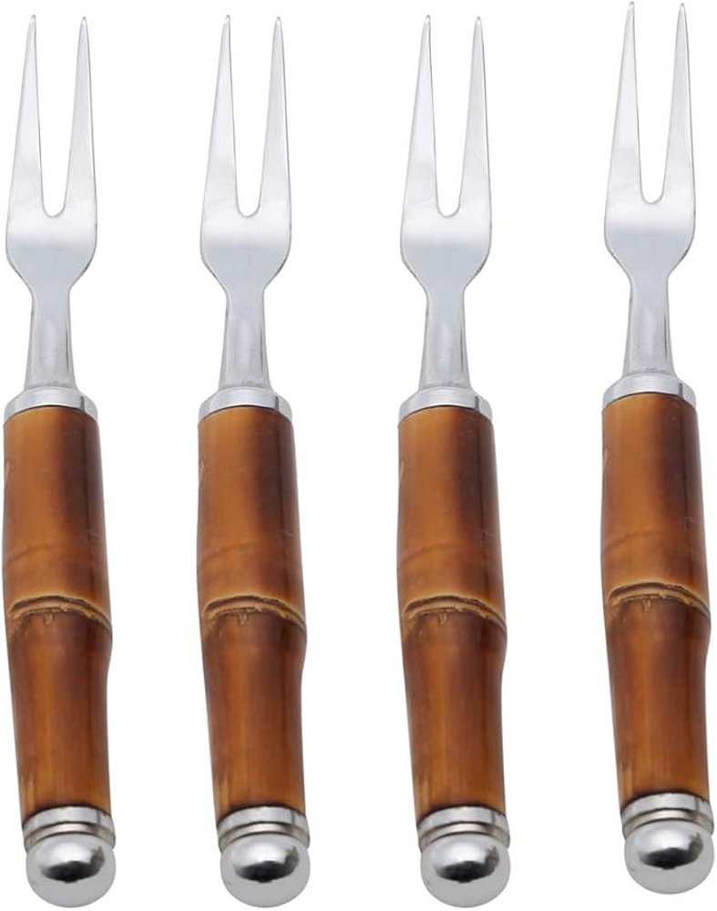 Conjunto de Garfos Para Petiscos Wolff Bamboo Escuro - 4 Pecas