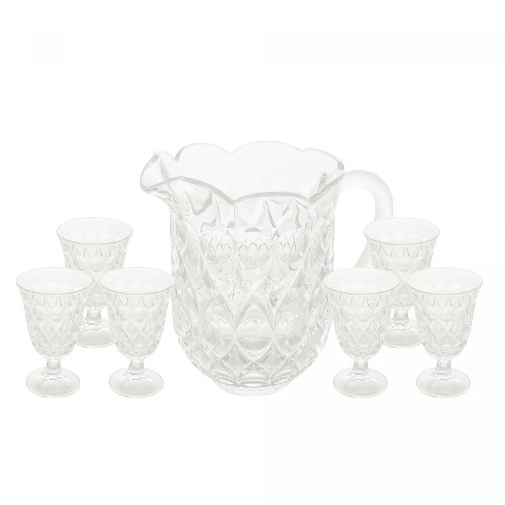 Conjunto de Jarra e Taças Para Água Lyor Lile Transparente - 7 Peças