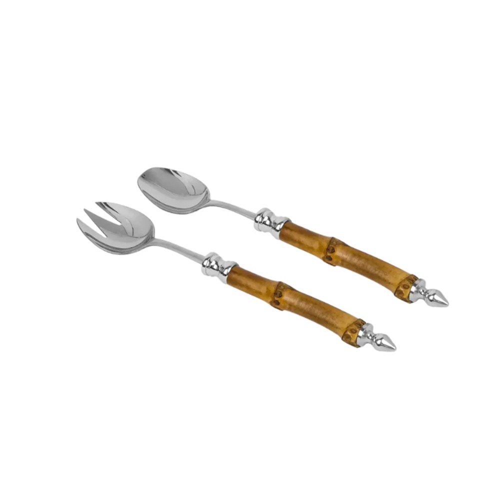 Conjunto de Talheres Para Salada Design By Somers Bambu 27 Cm - 2 Peças