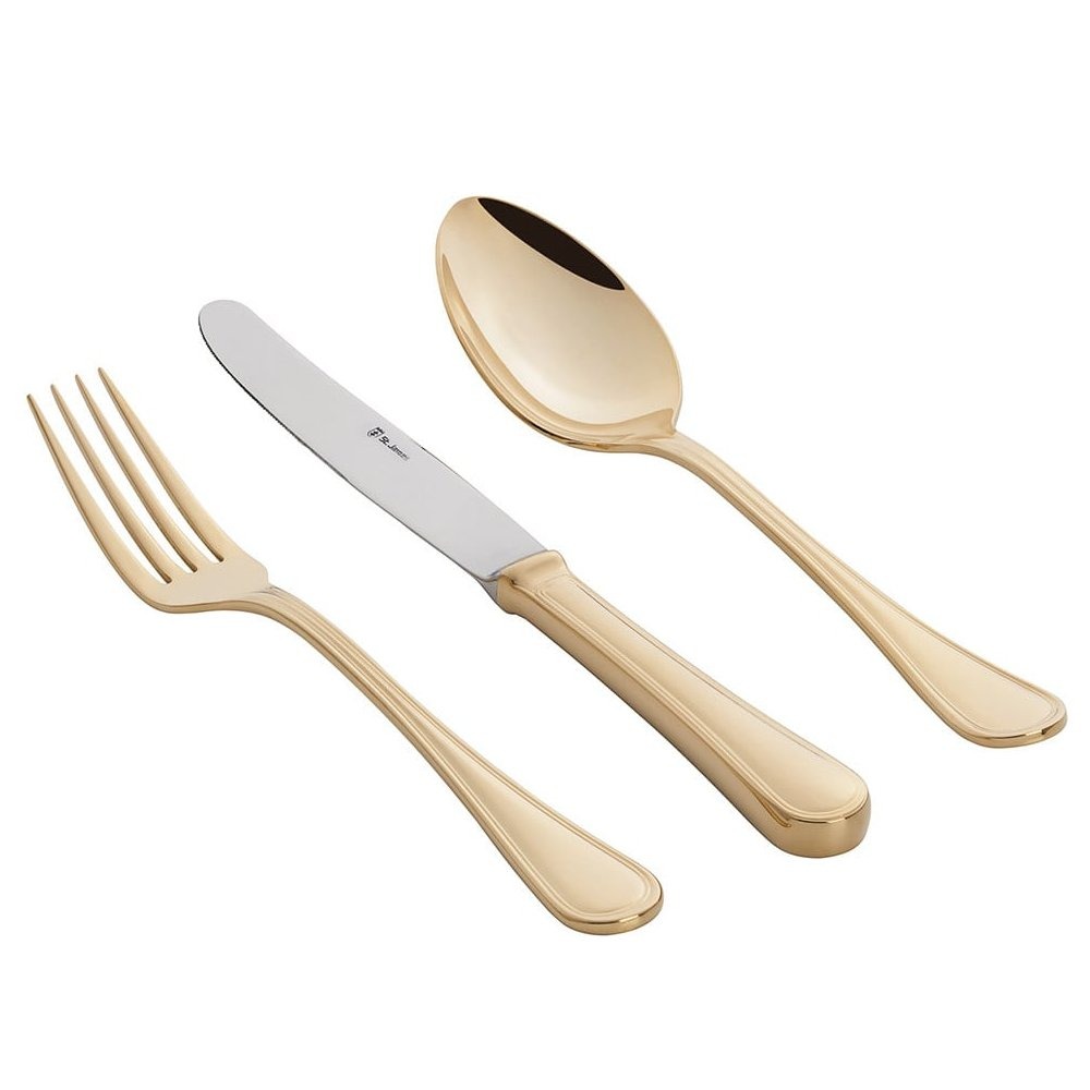 Faqueiro C/ 130 peças Aço Inox St. James Windsor Dourado
