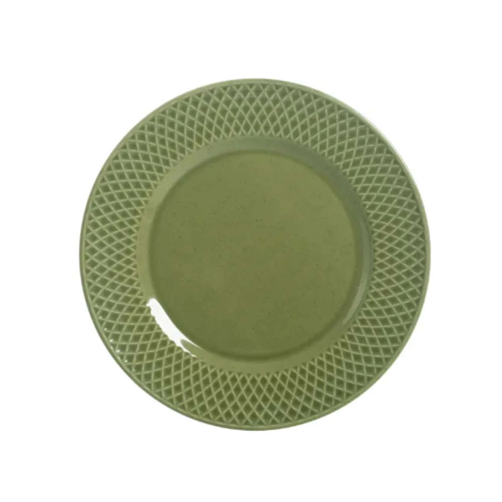 Jogo de Pratos de Sobremesa Verde Esperanca Ceramica Alleanza