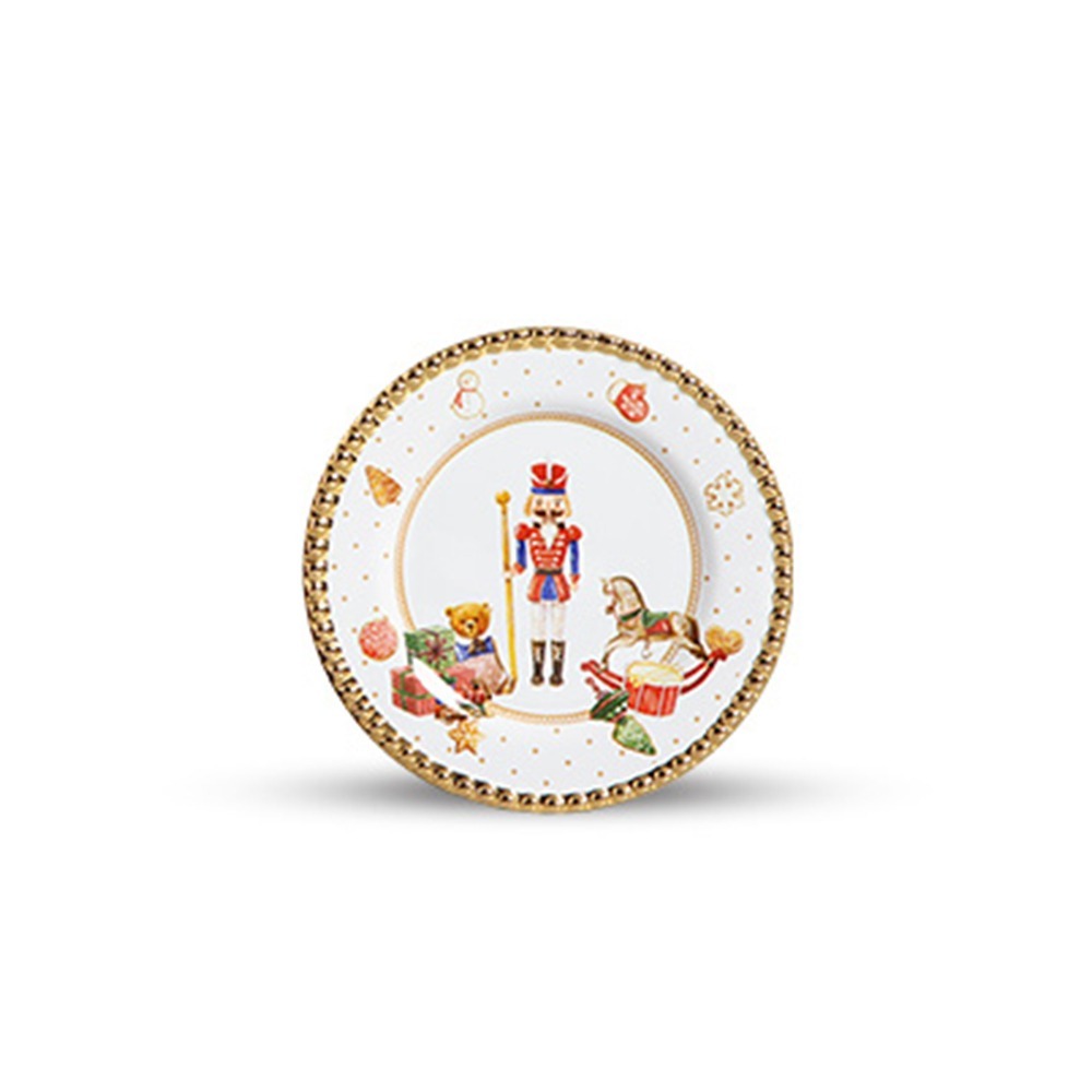 Jogo C/ 6 Prato Sobremesa Christmas Toys Com Ouro 20 Cm - Scalla Jogo C/ 6 Prato Sobremesa Christmas Toys Com Ouro 20 Cm - Scalla