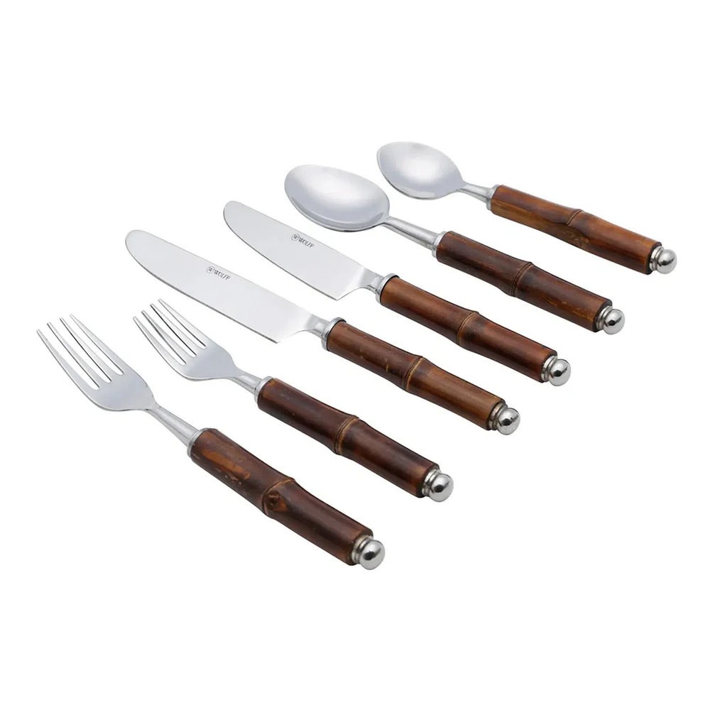 Jogo de Talheres de Mesa Wolff Bamboo Escuro - 6 Pecas