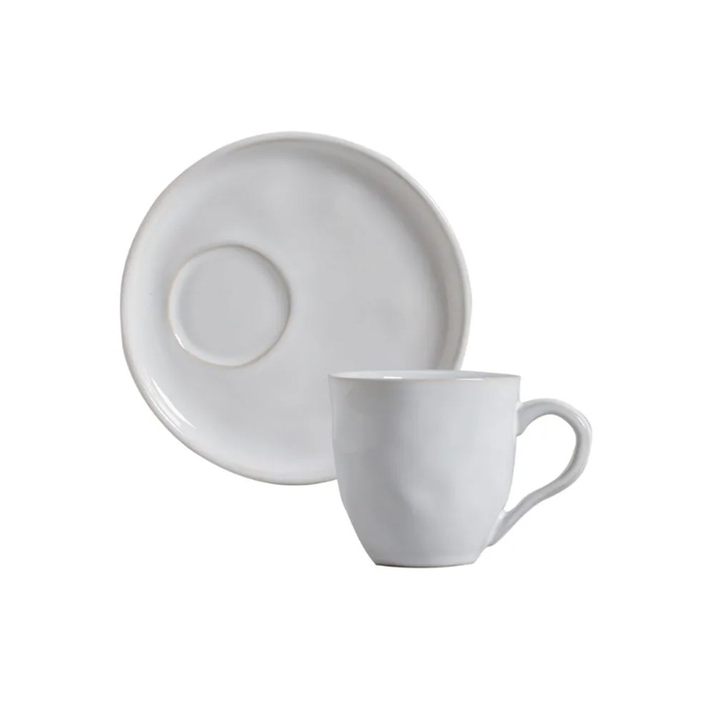 Jogo de Xícaras Para Chá Com Pires Descentralizado Porto Brasil Bio New White 170 Ml - 6 Peças