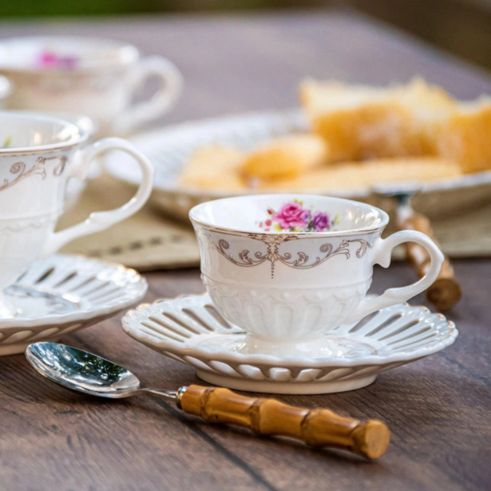 Jogo de Xicaras Para Cafe Com Pires Lhermitage New Bone China Mon