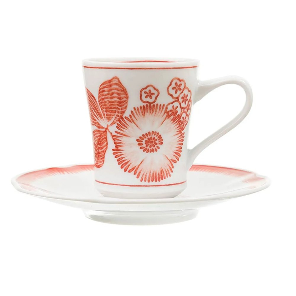 Jogo de Xicaras Para Cafe Com Pires Vista Alegre Coralina 100 Ml