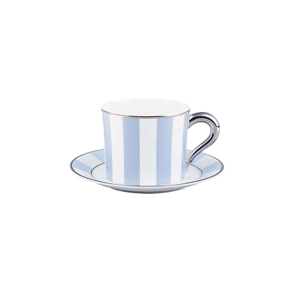 Jogo C/6 Xicaras Para Cha  Bernardaud Galerie Royale Wallis Blue 180 Ml