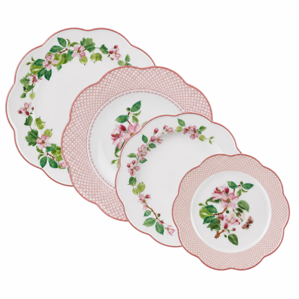 Aparelho de Jantar 24 Pecas Flor de Maca Horticool Pink Tea Delight Aparelho de Jantar 24 Pecas Flor de Maca Horticool Pink Tea Delight