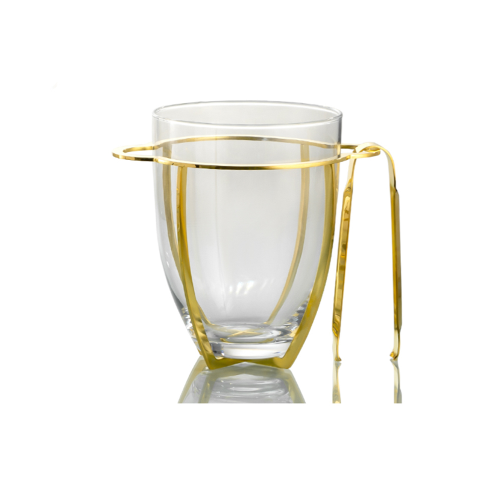 Balde Para Gelo Com Pinça Riva Del Garda Ouro 24k Balde Para Gelo Com Pinça Riva Del Garda Ouro 24k