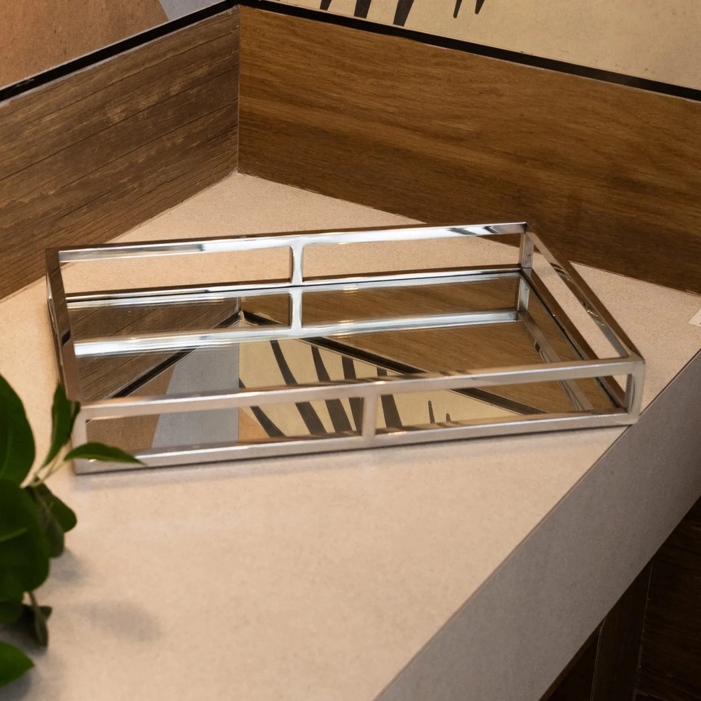 Bandeja de Aco Inox Com Espelho 41cm X 26cm X 5cm - Wolff