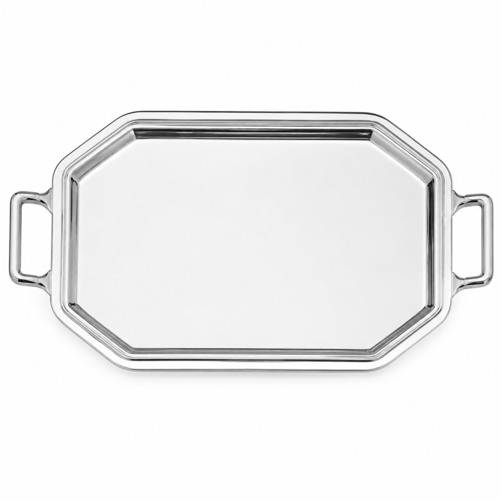 Bandeja Octogonal Em Prata Fracalanza Croise 48 Cm