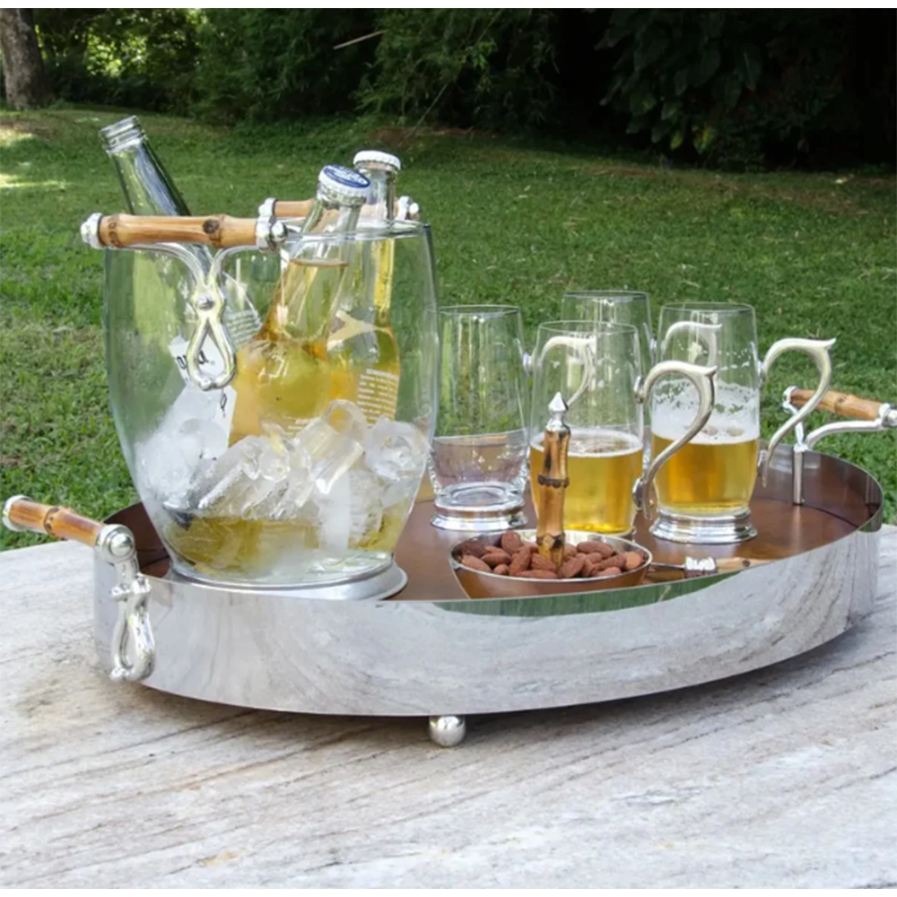 Bandeja Oval Design By Somers Bambu 65 X 50 Cm