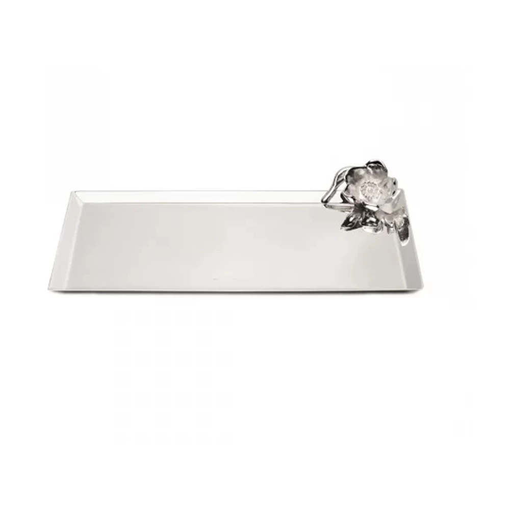 Bandeja Para Lavabo Orfèvrerie Royale Flor Em Prata 25 X 15 Cm