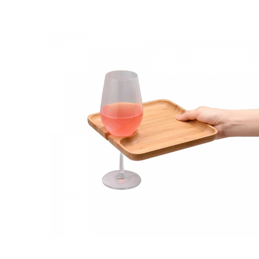 Bandeja Quadrada Com Apoio Para Taça Oikos Bambu 20 Cm