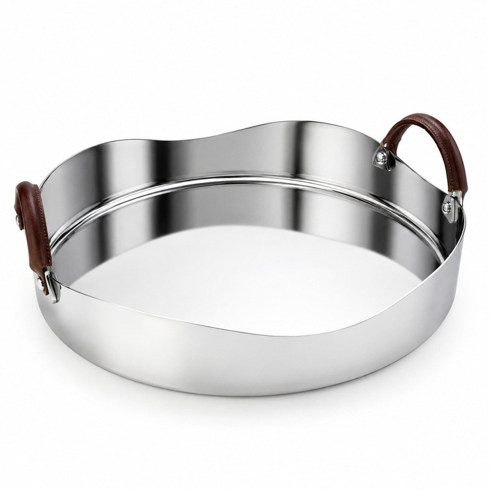 Bandeja Redonda Couro Marrom Orfevrerie Royale 40 Cm Bandeja Redonda Couro Marrom Orfevrerie Royale 40 Cm