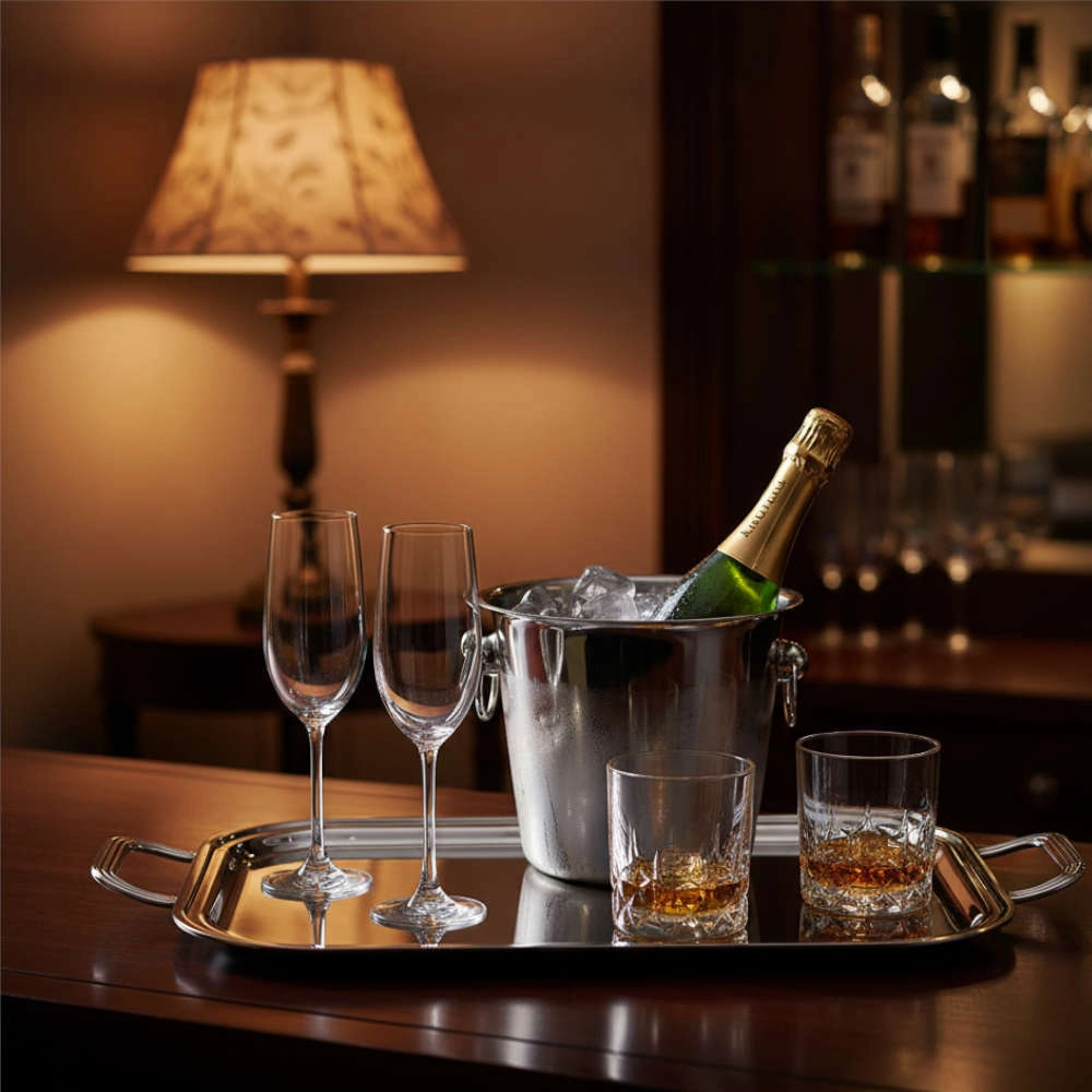 Bandeja Retangular Com Alcas Silverlux Lisa