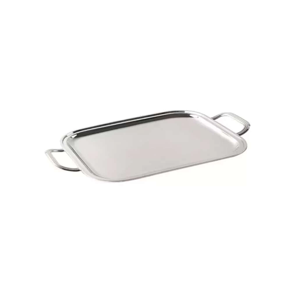 Bandeja Retangular Com Alcas Silverlux Lisa