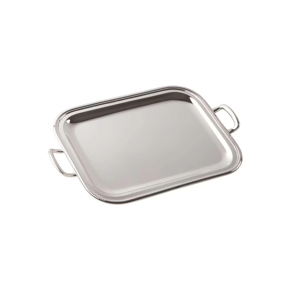Bandeja Retangular Com Alcas Silverlux Perola
