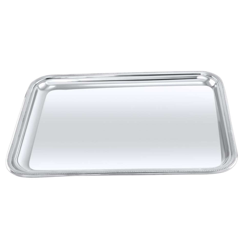 Bandeja Retangular Orfèvrerie Royale Cordão Perles Em Prata 36 X 28 Cm