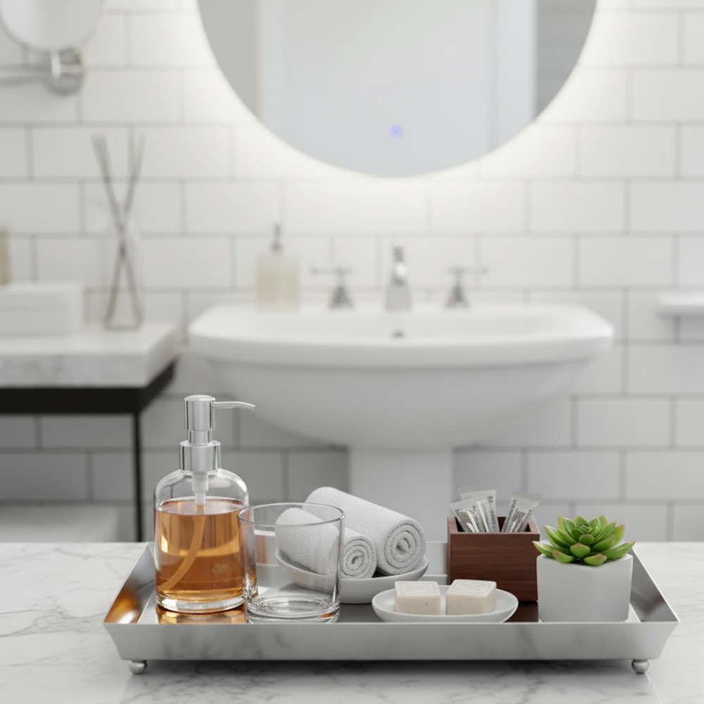 Bandeja Retangular Para Lavabo Espelho Silverlux