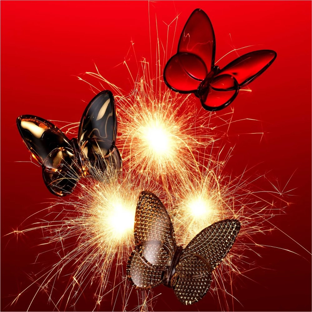 Borboleta Em Cristal Baccarat Dourada – Colecao Papillon