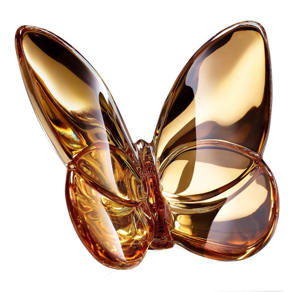 Borboleta Em Cristal Baccarat Dourada – Colecao Papillon