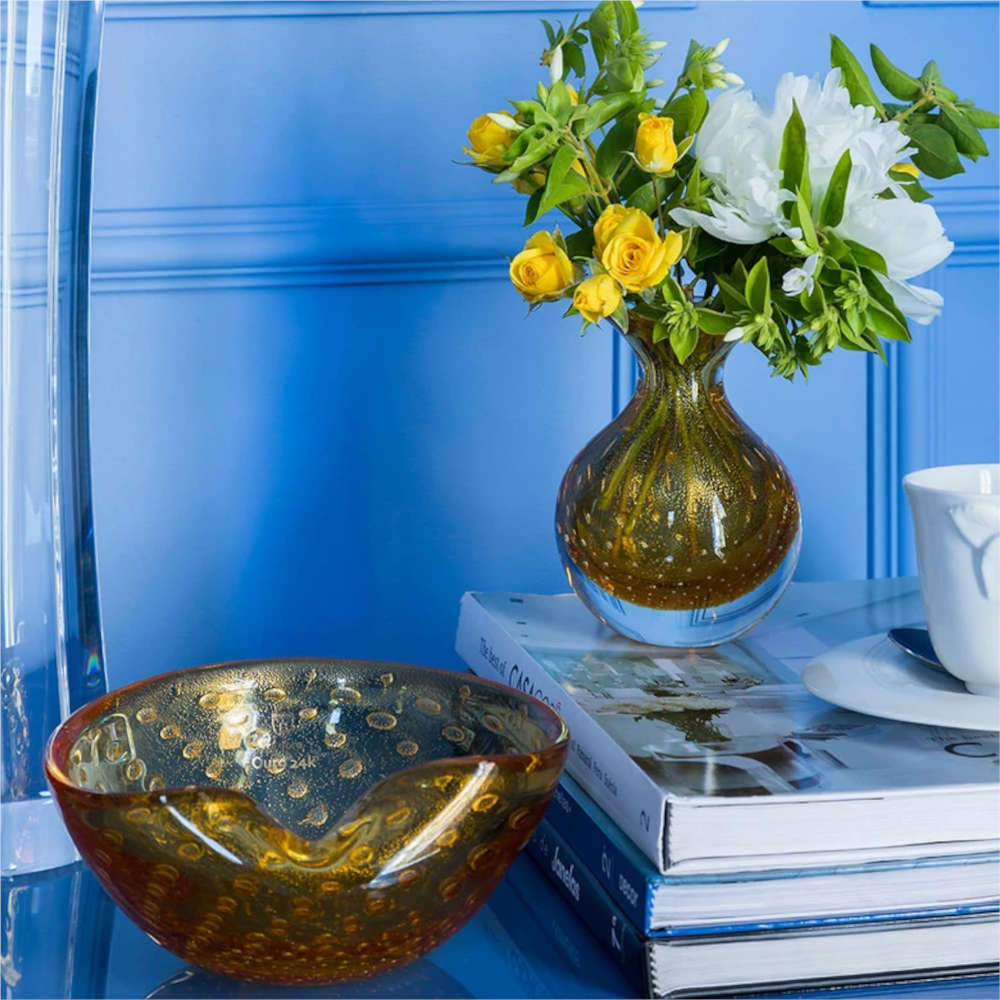 Bow 1 Tela Ambar Com Ouro 24 K  Cristais Ca D'oro