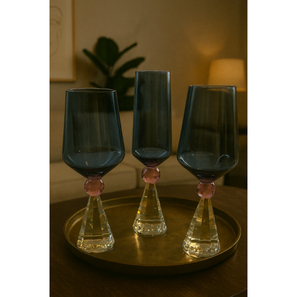 Taca Para Vinho Prisma Azul