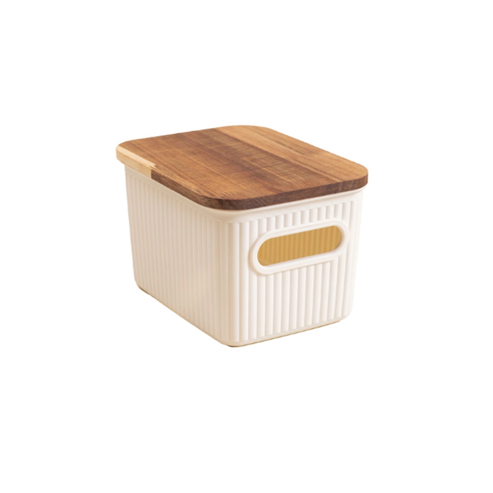 Caixa Organizadora Canelada Com Tampa de Acácia Oikos 1,5 Litros