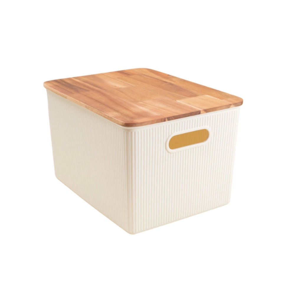 Caixa Organizadora Canelada Com Tampa de Acácia Oikos 23 Litros