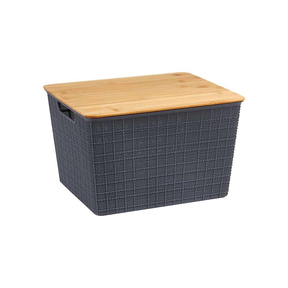 Caixa Organizadora Com Tampa de Bambu Oikos 18 Litros