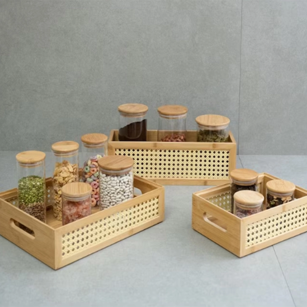 Caixa Organizadora Empilhável Palhinha Oikos Bambu 24 Cm