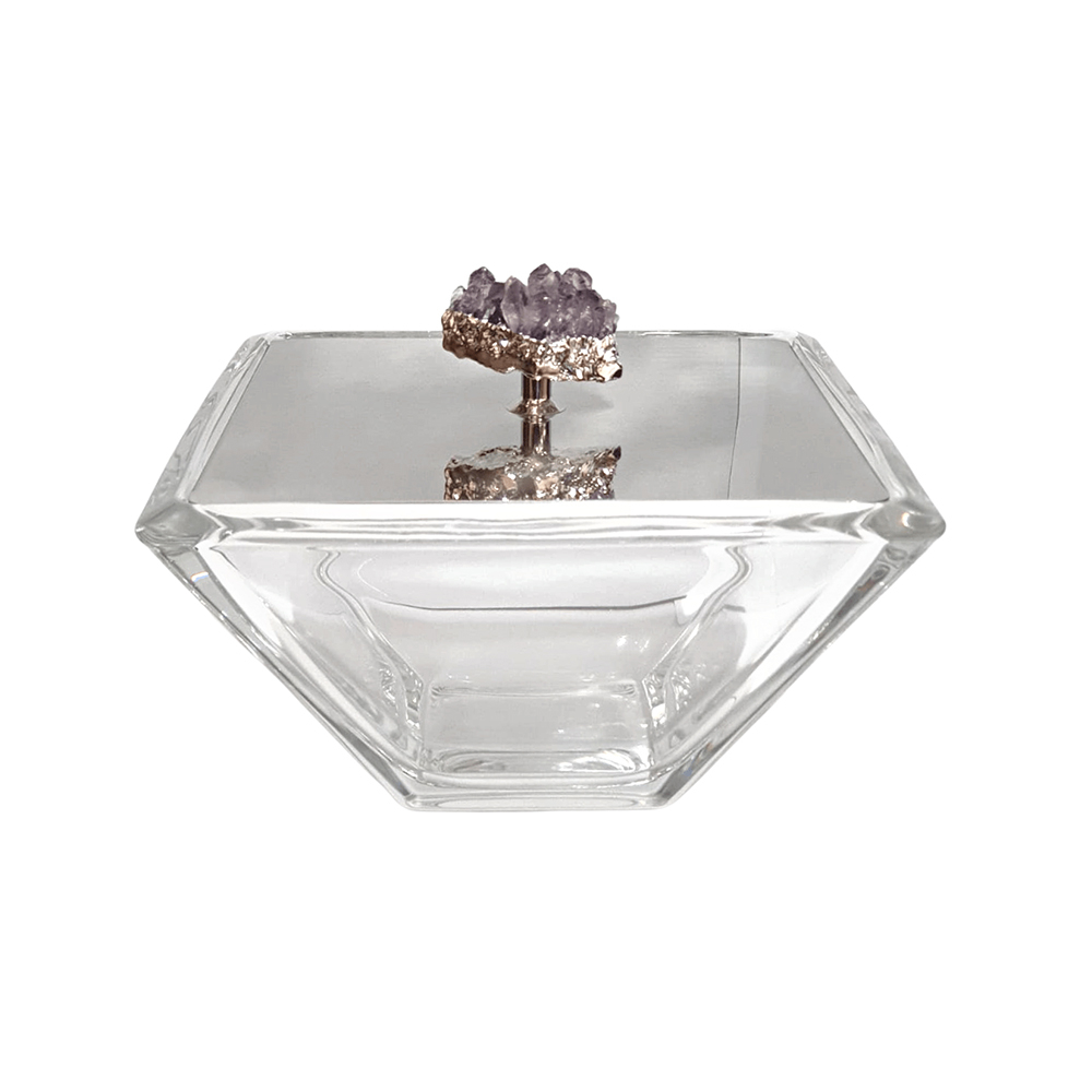 Caixa Riva Riviera Com Pedra Druza Ametista 20 X 20 X 13,5 Cm Caixa Riva Riviera Com Pedra Druza Ametista 20 X 20 X 13,5 Cm