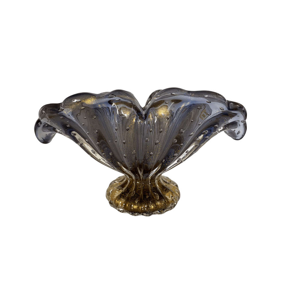 Centro de Mesa Cristais Di Murano 26 X 19 Cm Com Ouro 24 K Azul Noite