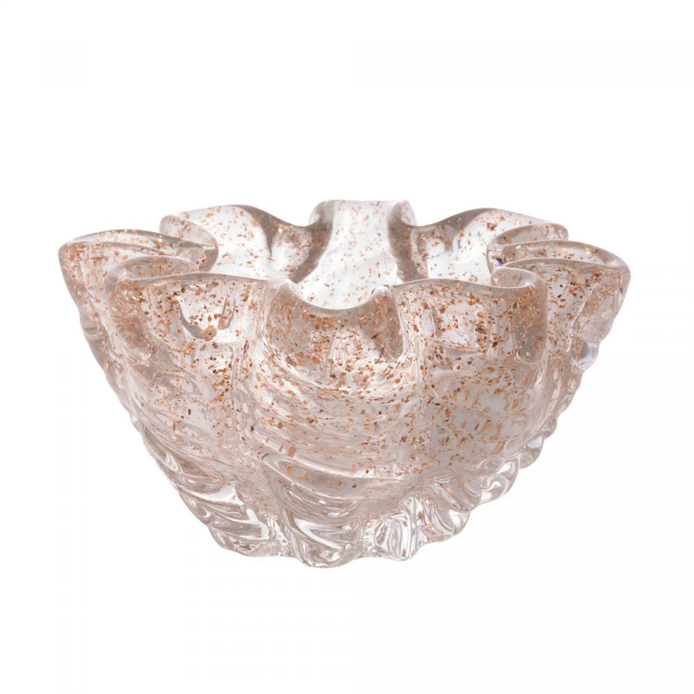 Centro de Mesa de Vidro Italy Transparente e Dourado 15,5cm X 15,5cm X 9cm - Wolff Centro de Mesa de Vidro Italy Transparente e Dourado 15,5cm X 15,5cm X 9cm - Wolff