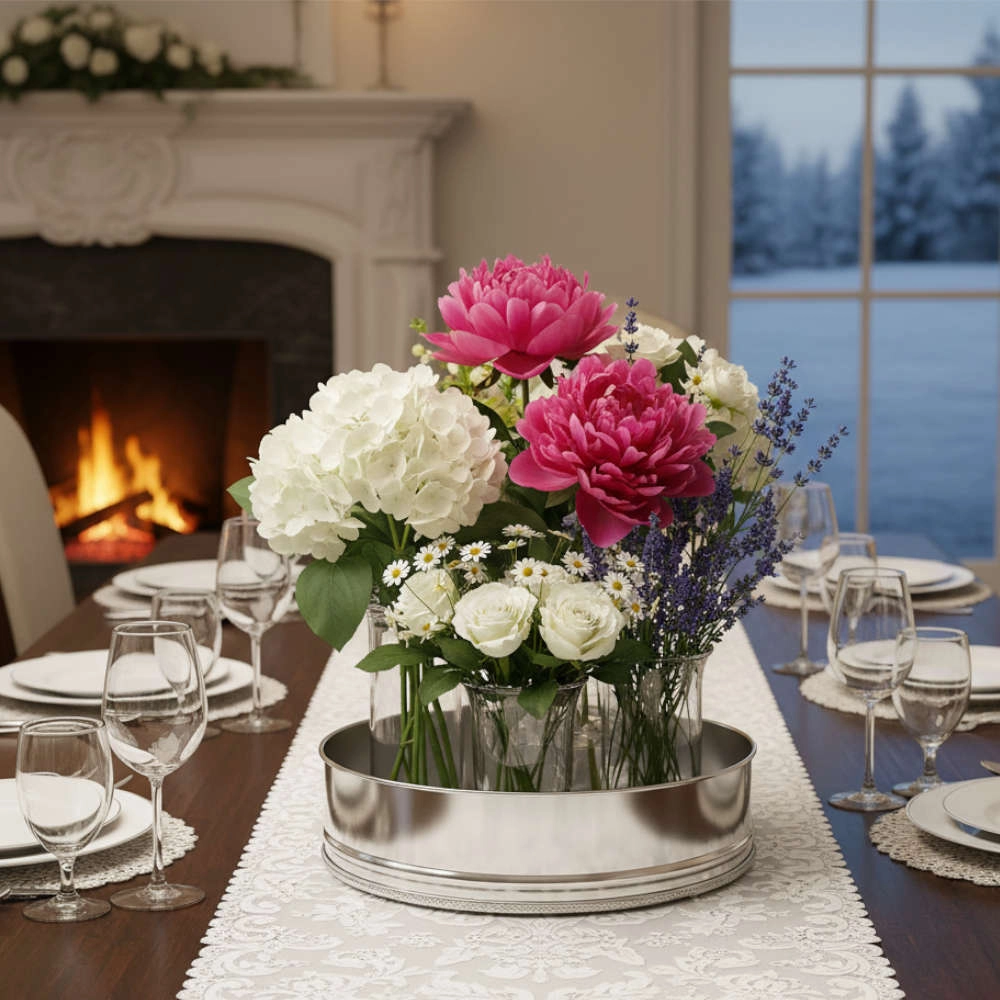 Centro de Mesa Redondo Silverlux Pérola 18,5 X 7 Cm