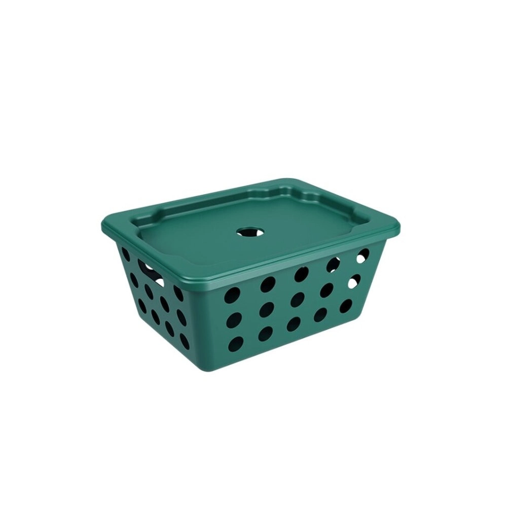 Cesta Pequena Com Tampa Coza Verde Esmeralda 18,6 X 14,2 X 8,6 Cm