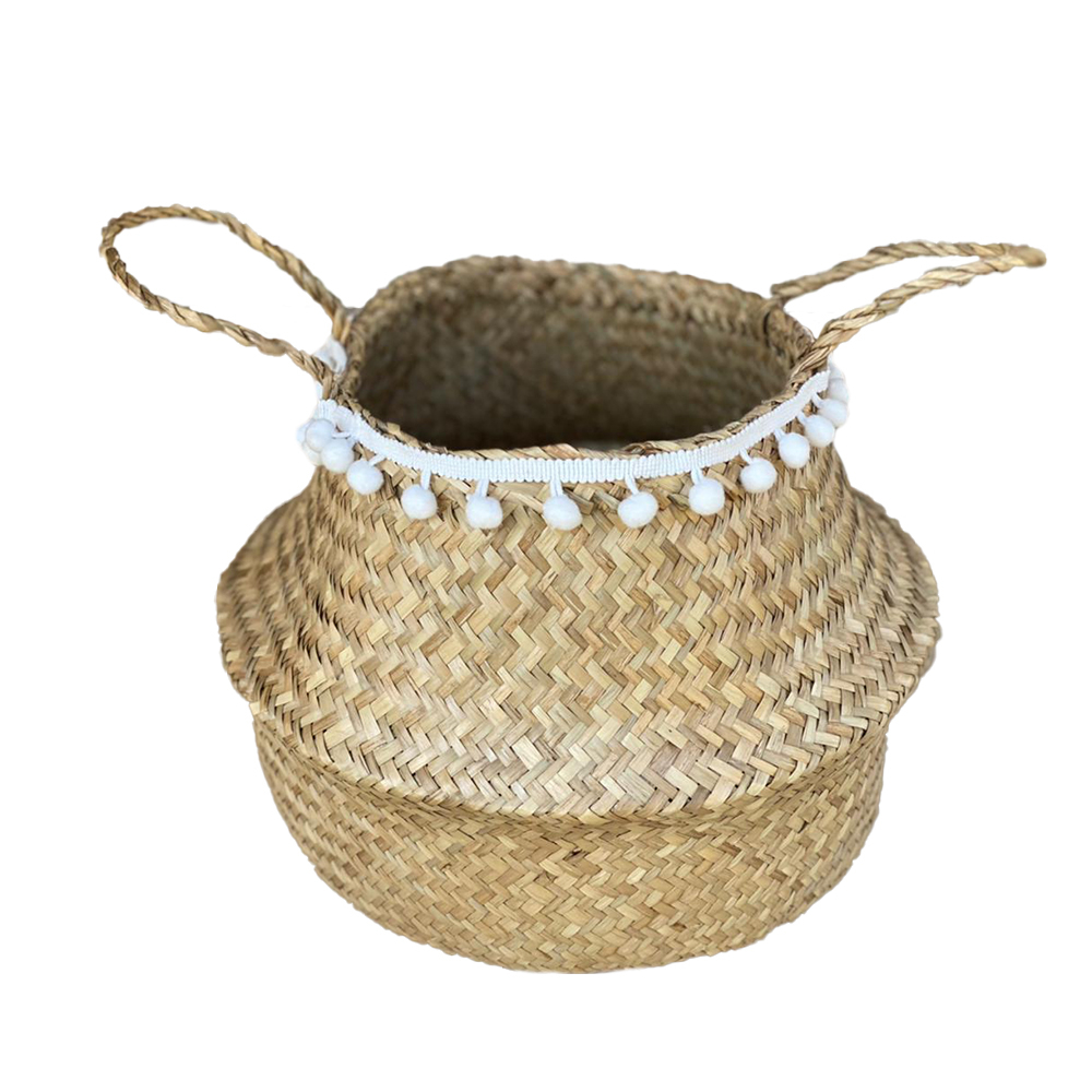 Cesto Dobrável Mek Seagrass Pompom 35 Cm Cesto Dobrável Mek Seagrass Pompom 35 Cm